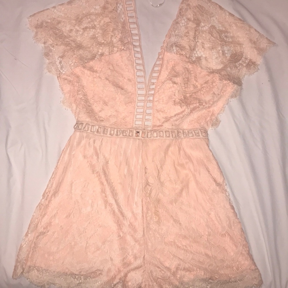 Lace peach romper